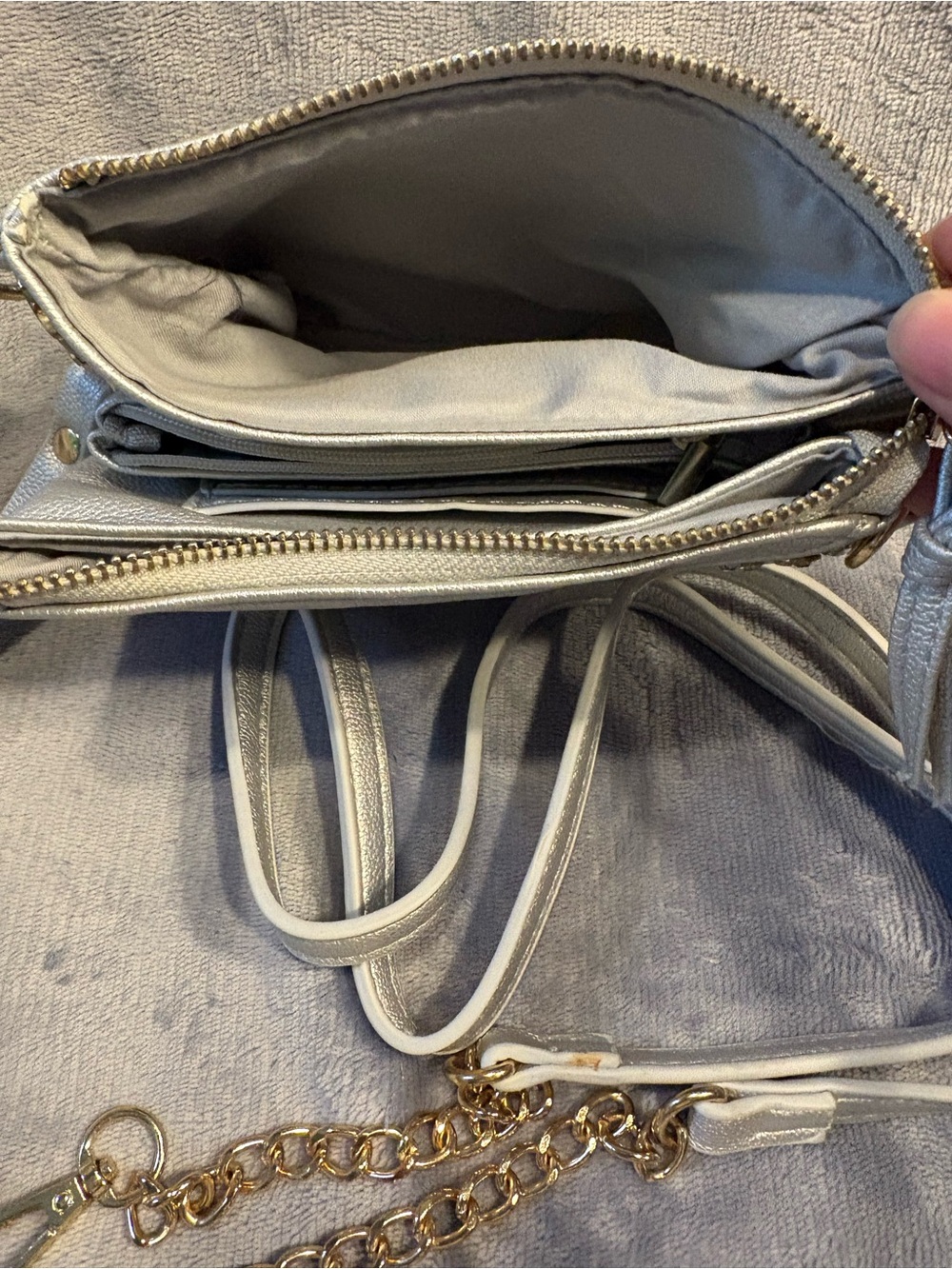 Stud-Accent Crossbody Bag in silver - Picture 2 of 4